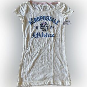 Aeropostale Cream Tee with Blue Lettering